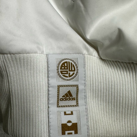 Real Madrid Club Adidas Men's White and Gold Bomber Jacket - Picture 4 of 9